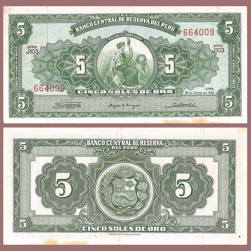 Peru - Banknote 5 Soles de oro 1965