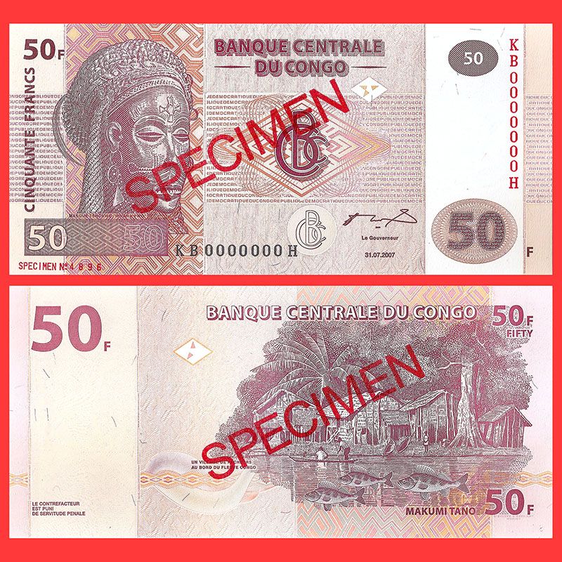 Congo democratic - Specimen banknote 50 Francs 2007