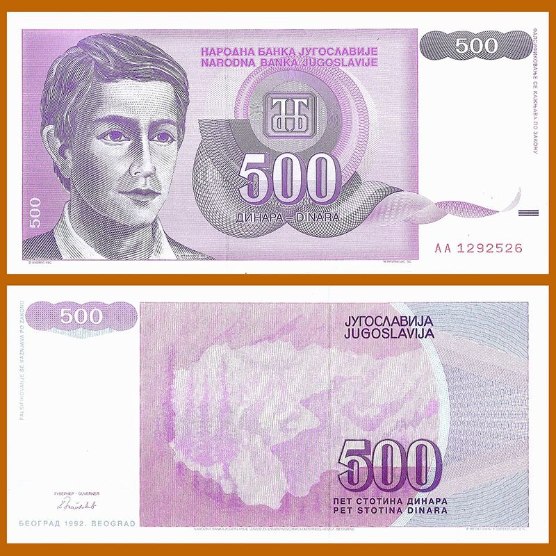 Yugoslavia - Billete 500 Dinares 1992