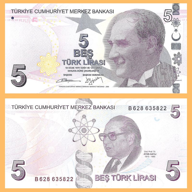 Turquía - Billete 5 Liras 2009