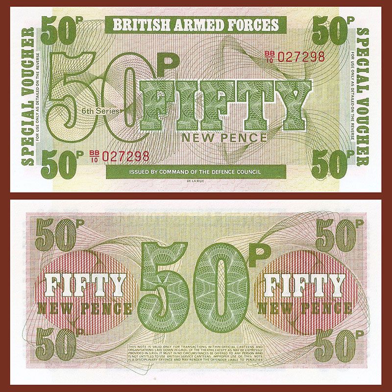 Gran Bretaña - Billete militar 50 Peniques 1972 (TDRL)