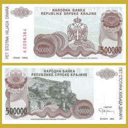 Croacia - Billete 500.000 Dinares 1993 (Krajina)