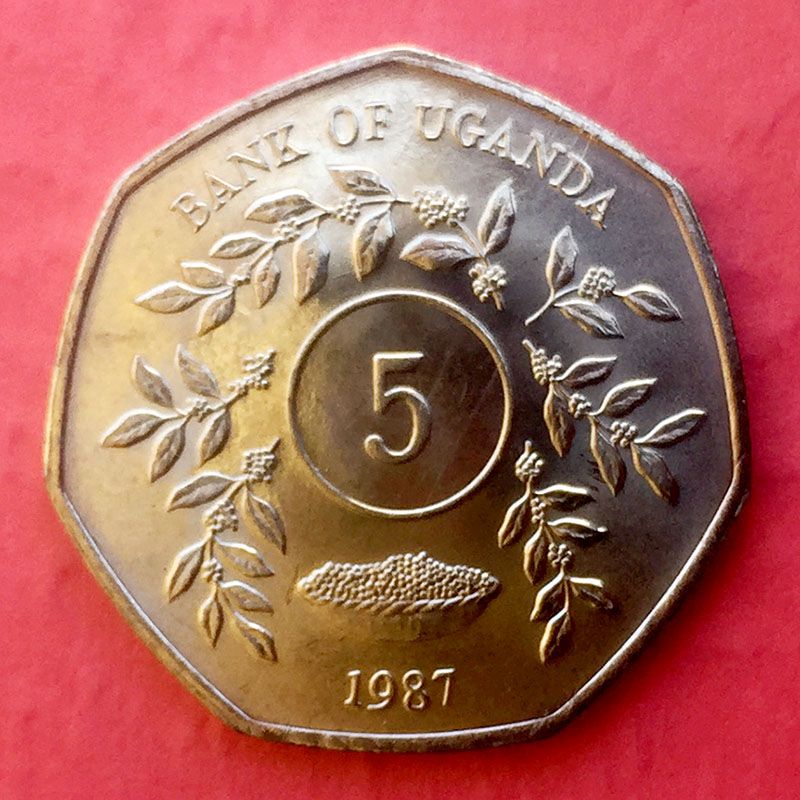 Uganda - Moneda 5 Chelines 1987