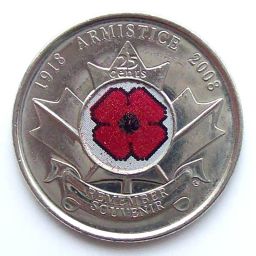 Canadá - Moneda 25 centavos 2004 - Día del Recuerdo