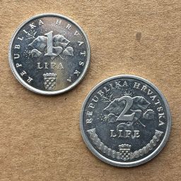 Croacia - Lote monedas 1 y 2 Lipe 1999