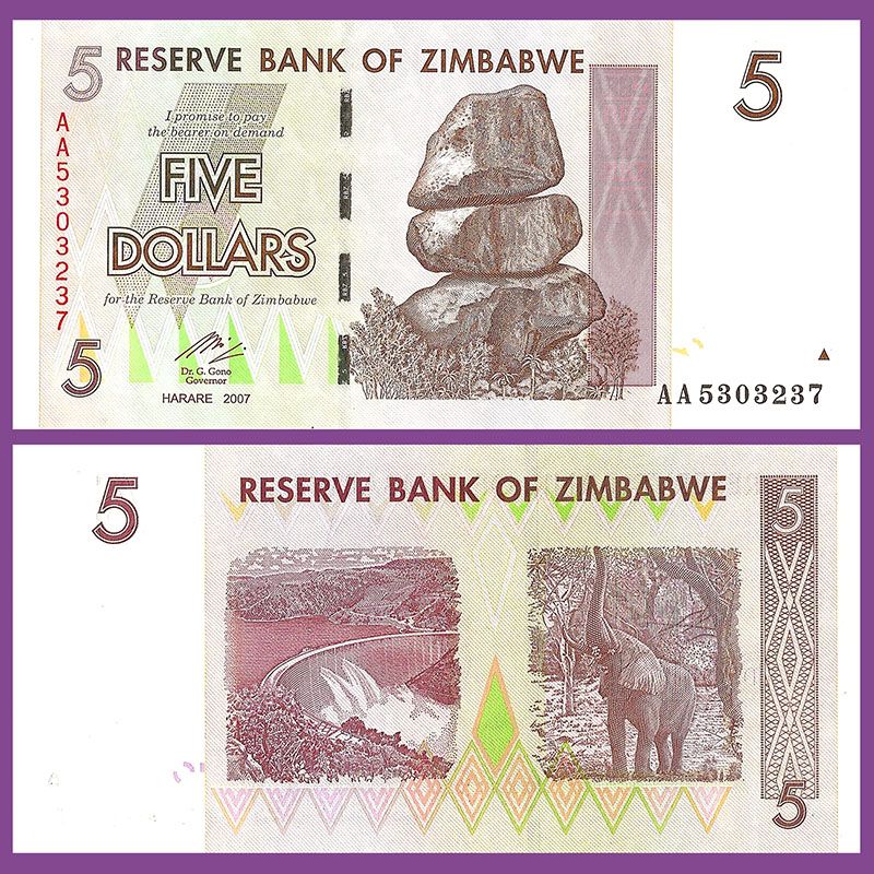 Zimbabwe - Banknote 5 Dollars 2007
