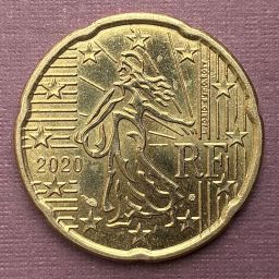 Francia - Moneda 20 centavos de Euro 2020