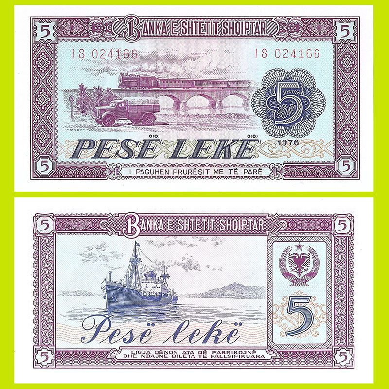 Albania - Billete 5 Lekë 1976