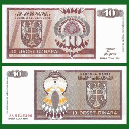 Bosnia and Herzegovina - Banknote 10 Dinara 1992 (Republic of Srpska)