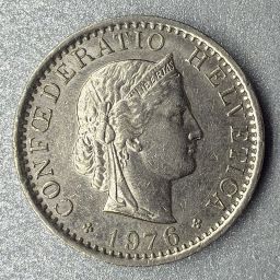 Suiza - Moneda 20 Rappen 1976
