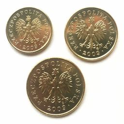 Polonia - Lote monedas 1, 2 y 5 Groszy 2009