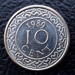 Surinam - Moneda 10 centavos 1989
