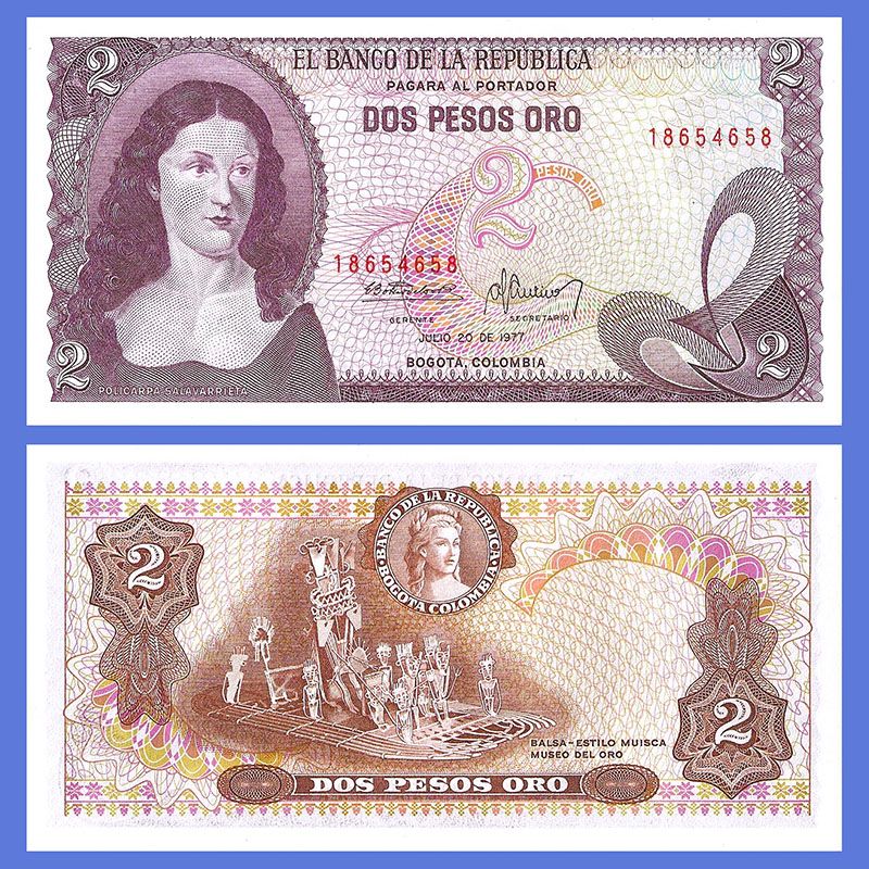 Colombia - Billete 2 Pesos oro 1977