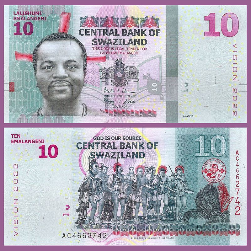 Swaziland - Banknote 10 Emalangeni 2015