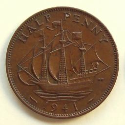 Gran Bretaña - Moneda 1/2 Penique 1941